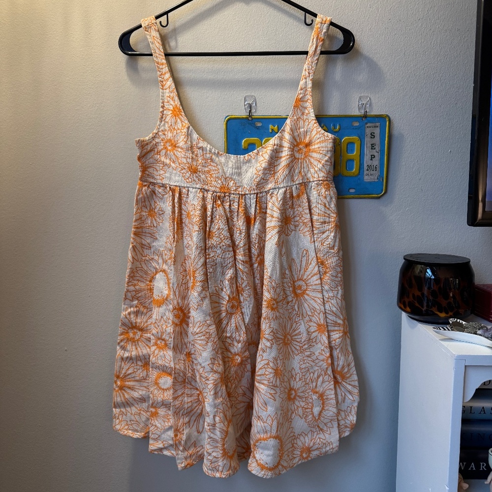 UO Mini Linen Sunflower Dress